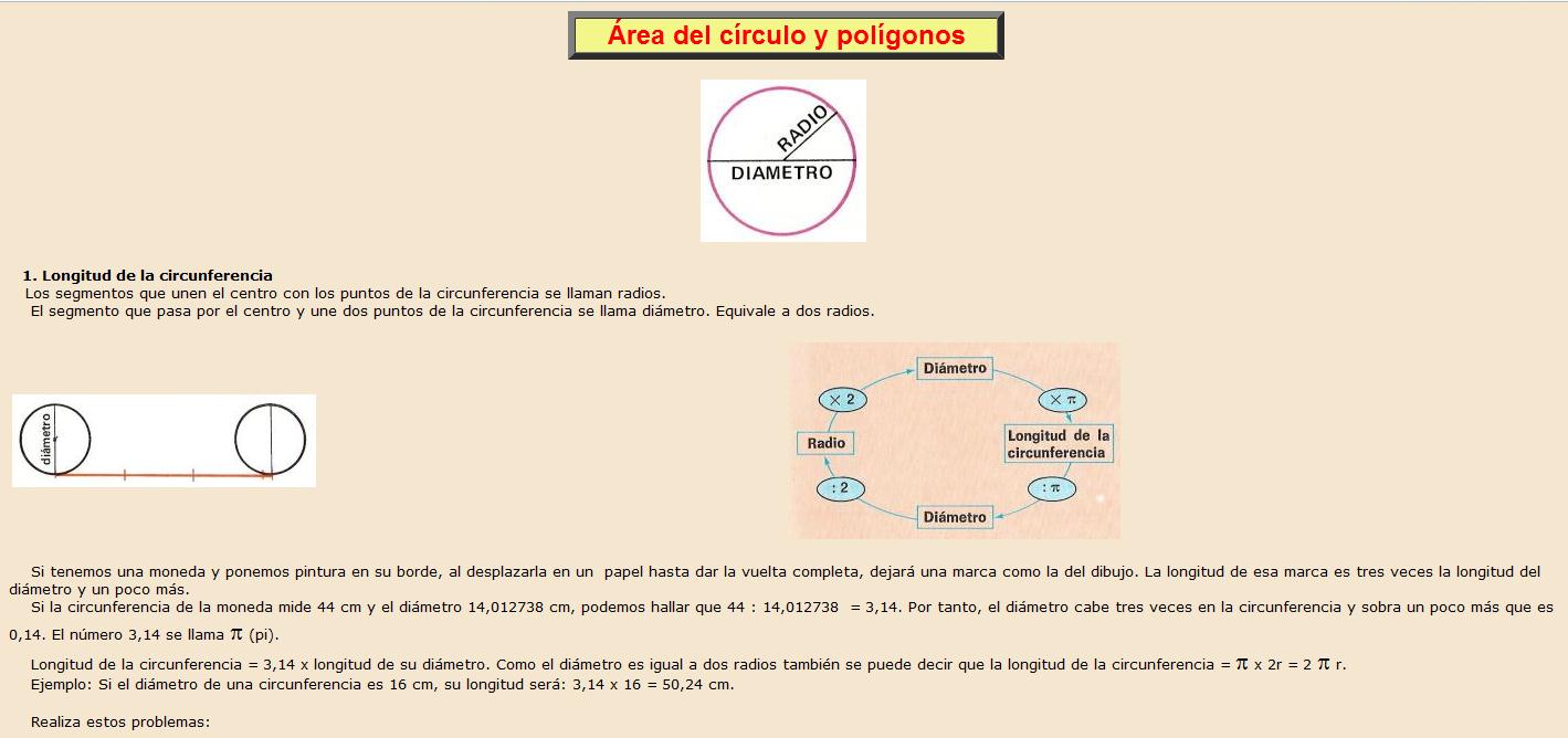 Área del círculo y polígonos | Recurso educativo 38125